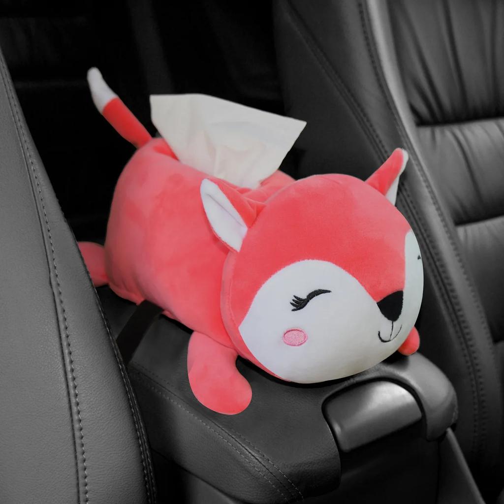 Car Armrest Box Cartoon Tissue Box Household Cute Animal Ornaments Drawer Box Car Decoration Accessories Tissue Boxes