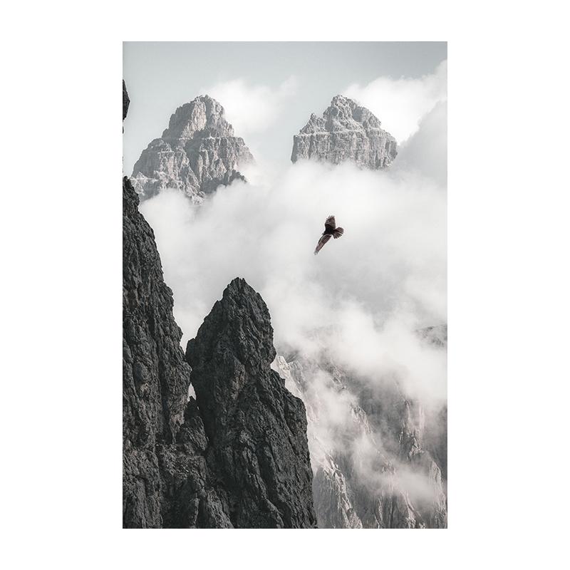 Lesní Jelen Orel Černobílý Krajina Plakát Skandinávská Minimalistická Malba Severské Nástěnné Umění Obrázek Plátno Tisky Pokojová Dekorace