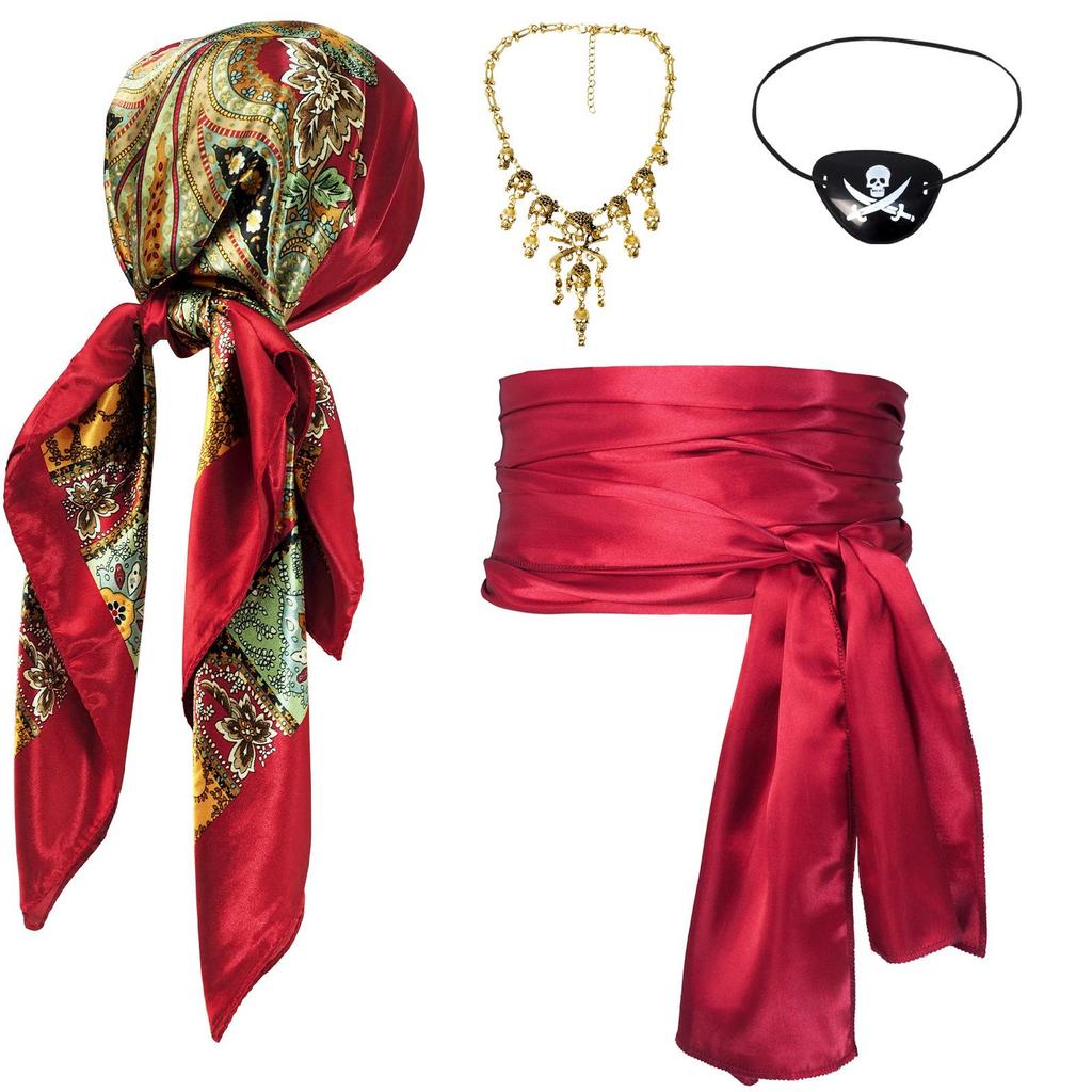 Halloween Piratenkostüm: Mittelalterliche Renaissance Bandana & Taillenband Outfit
