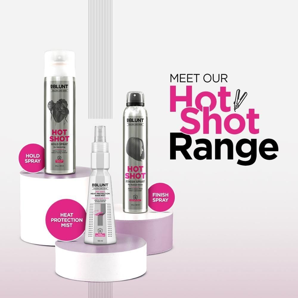 Bblunt Hot Shot Heat Protection Hair Mist 150 Ml X Pack of 2 for Men & Women Upto 230° C