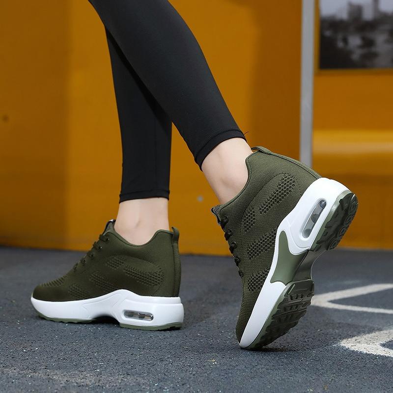 Women's Internal Higher Shoes Camouflage Casual Sports Soft Bottom Shoes Travel Air Cushion Shoes
