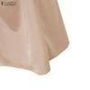 ZANZEA Women Elegant Stand Collar Casual Long Sleeve Satin Long Dress