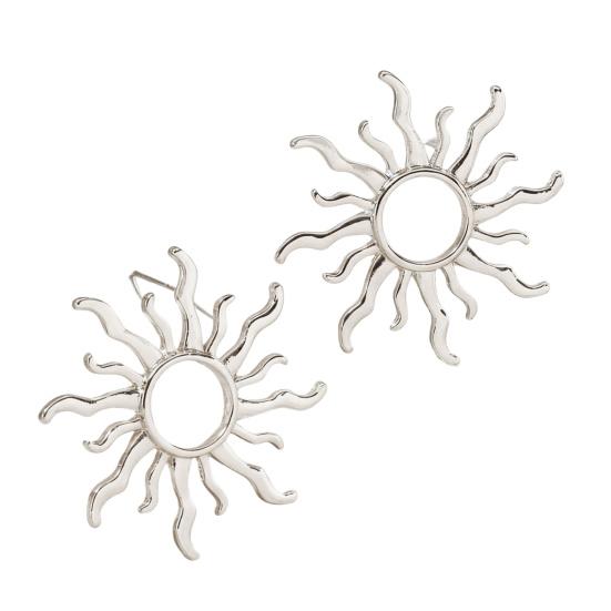 1 Pair Exaggerated Stud Earrings for Women Sunflower Shape Zinc Alloy Ear Studs