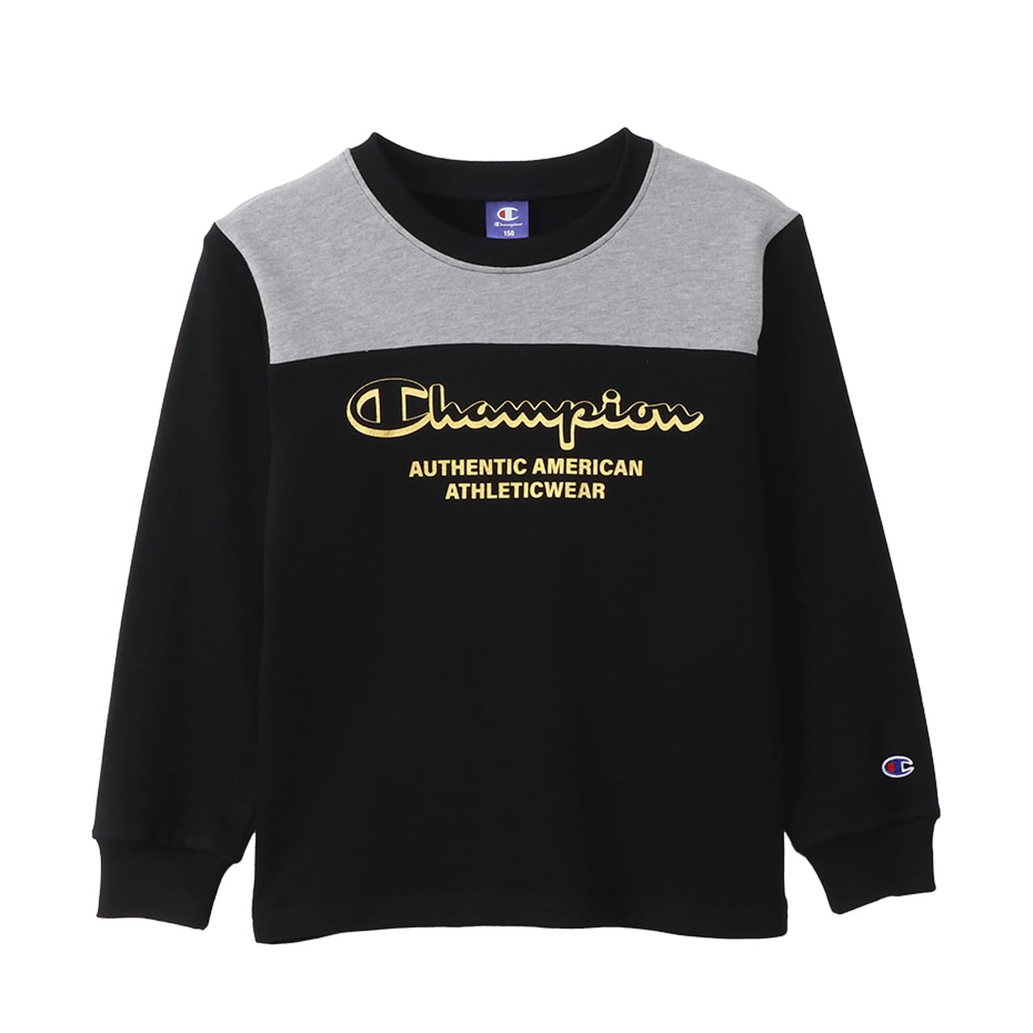 

Long Metallic Crew Neck School Black [Champion] CK-AS016 Sweatshirt, Kids, Sleeve, Fleece, Print, Sweatshirt, Boys, чорний