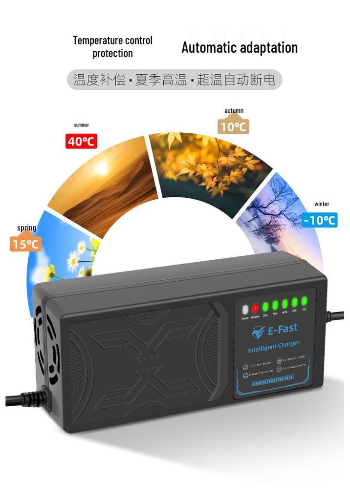 Zhiyunxing 60V 20AH Electric Vehicle Charger with Reverse Polarity Protection & Full Temperature Shutdown for Lithium Batteries.