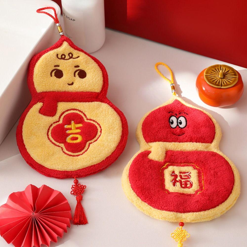 Coral Velvet New Year Hand Towel Thickened Bathroom Kerchief Cute Washcloth  Household