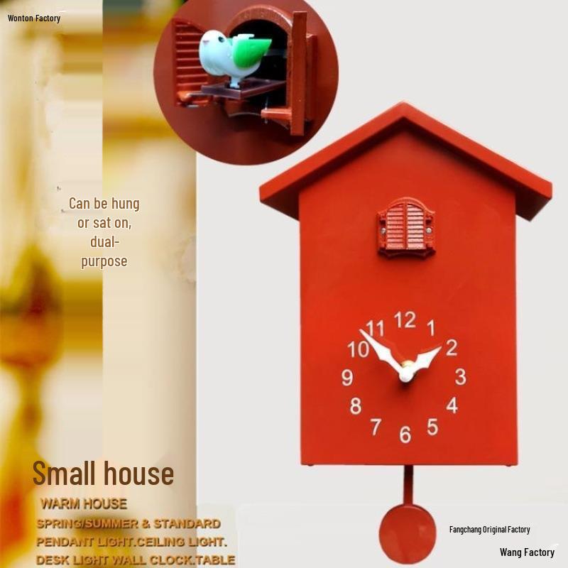 Cuckoo Clock for Kids: Retro European Style, Silent, Hourly Chime, Perfect for Bedroom Wall, Wake-up Alarm CM002, Wood, No Cuckoo