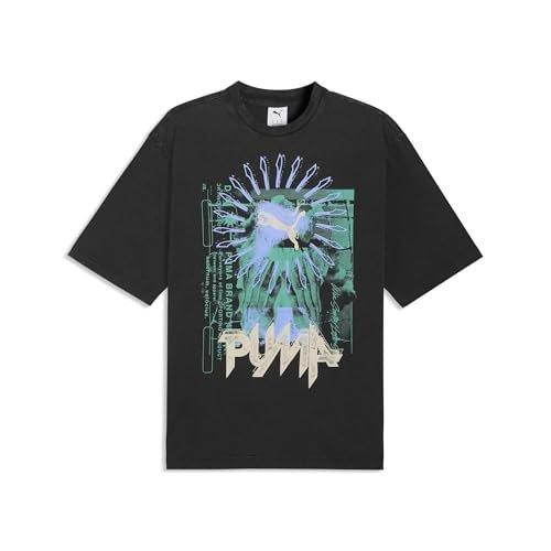 PUMA Men's Graphic Win or Lose Boxy Washed T-Shirt Grey Sky M Size Crew Neck Short Sleeve Tee