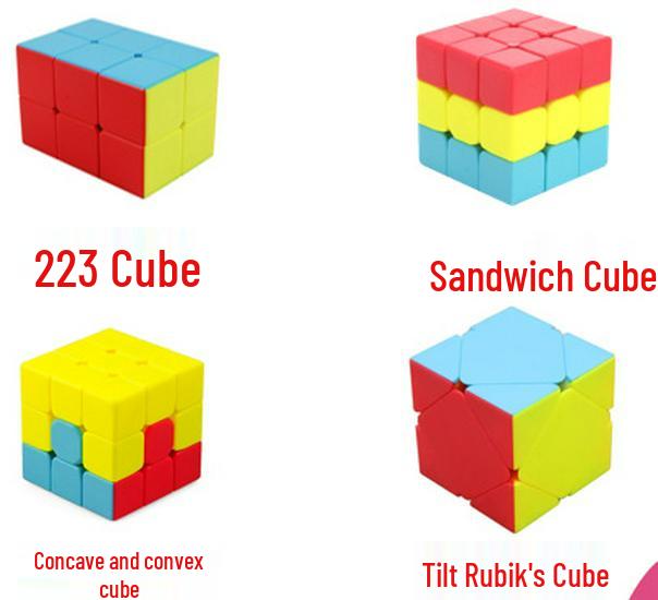 Solid Color Maple Leaf Magic Cube Pyramid Dinosaur Grid Dot Skewed Edge