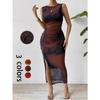 Women's Spring Slimming Sleeveless Mesh Gradient Slit Dress