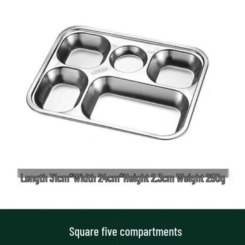 304 Stainless Steel Divided Cafeteria Tray