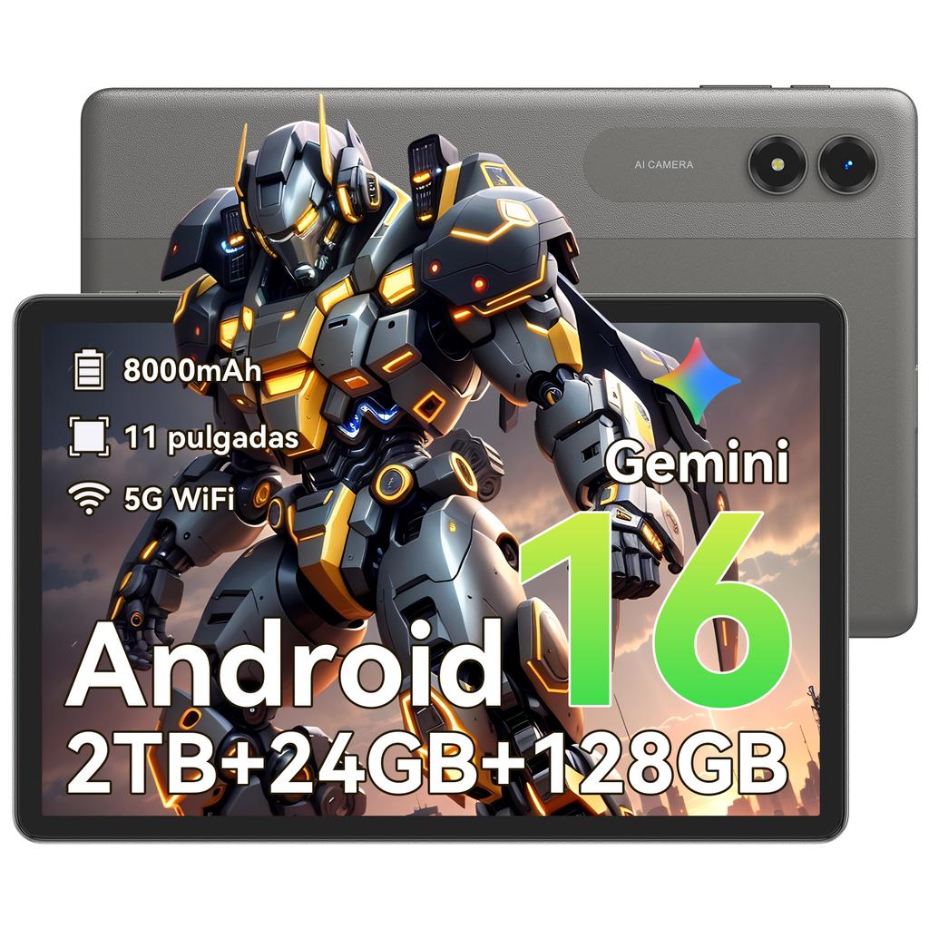 Tablet TABWEE T50 Android 16 da 11 pollici 24 GB di RAM + 128 GB di ROM (Memoria da 2 TB), Display a 90 Hz, 8000 mAh, Wi-Fi 5G
