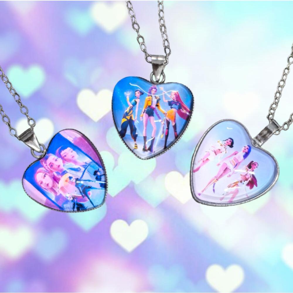 KPOP Dämonenjäger Herz Halskette - Rumi Zoey Mira Anime Film Legierung Schmuck Anhänger für Fans Geschenke