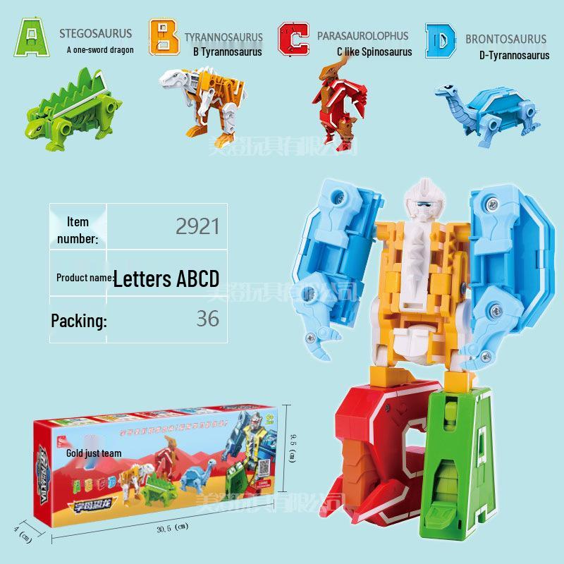 Gudi 26 Alphabet Dinosaur Transforming Building Blocks for Boys - Educational Animal Toys and Gifts