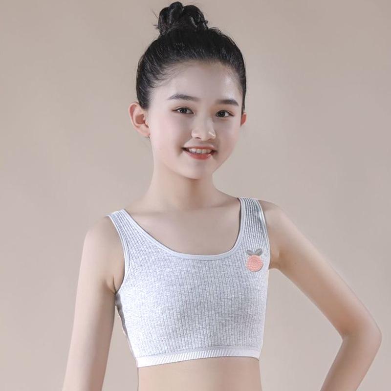 8-16 Years Girls' Cotton Bandeau, Puberty Developmental Camisole with Spaghetti Straps, Training Bra for Primary & Junior High School Students