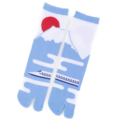 Noren Tabi Socks for Men and Women Fuji Tabi Socks for One Size Fits Made In Japan with Nara Crew Japanese Pattern (Japanorama/Mt. Blue) Two-Toe