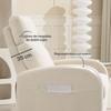 Reclining Relax Armchair Upholstered in Synthetic Linen with Footrest and Side Pockets Load 135 kg Cream
