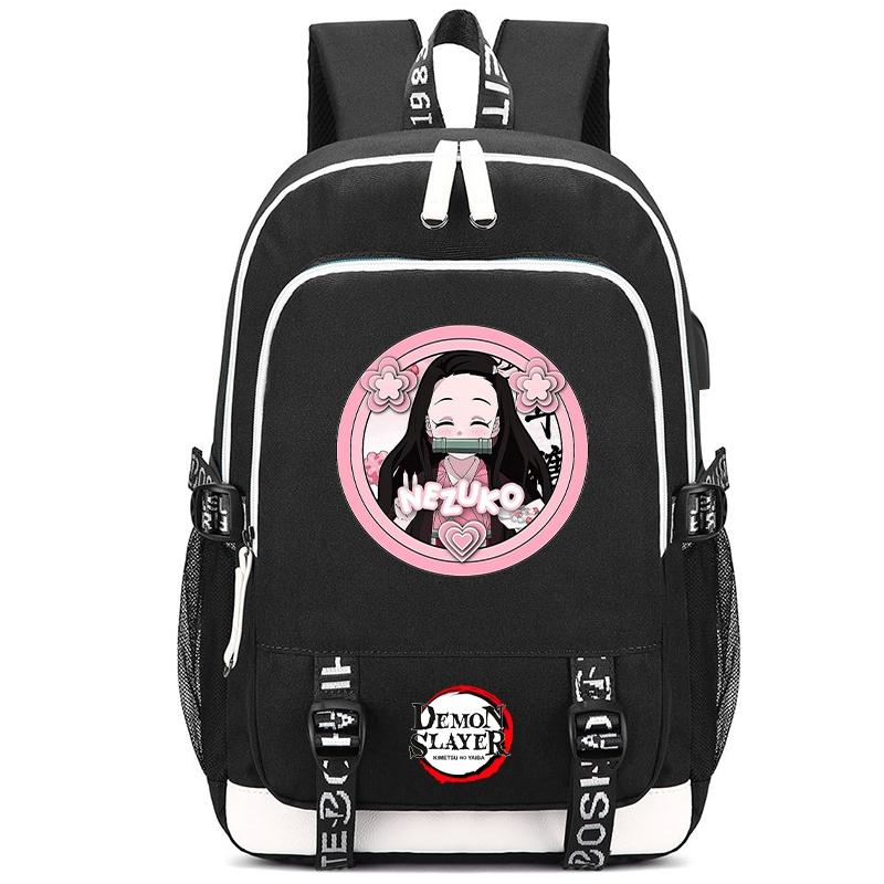 Anime Demon Slayer Canvas Backpack Printed Backpack for Girl Boy Gift Back To School Bookbag Men Women Travel Bag Mochila