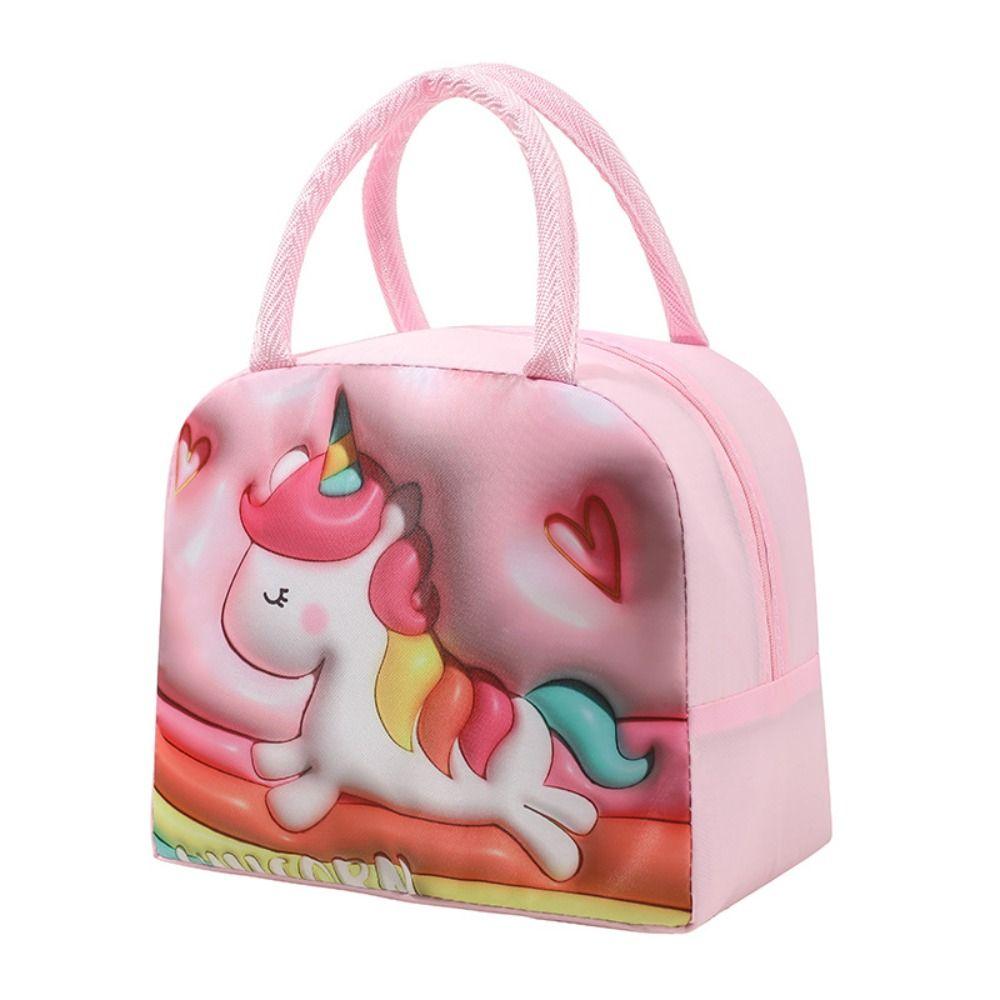 

Large Capacity Insulation Lunch Box Bag Stereoscopic Vision Thermal Bag Pouch Handbag Student unicorn