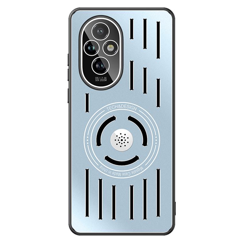 

For Honor 200 5G Phone Cover TPU+Metal Anti-drop Heat Dissipation Phone Case with Lens Film Blue