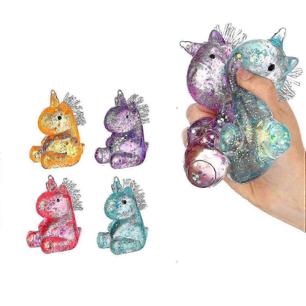 2026 heiß!! 4 Stück Einhorn Stressabbau Spielzeug Stressbälle für Erwachsene, Mini Tier Quetschspielzeug Niedliche Fidget Spielzeuge Spaß für ADHS Autismus Angstzustände, Geburtstagsparty Ea