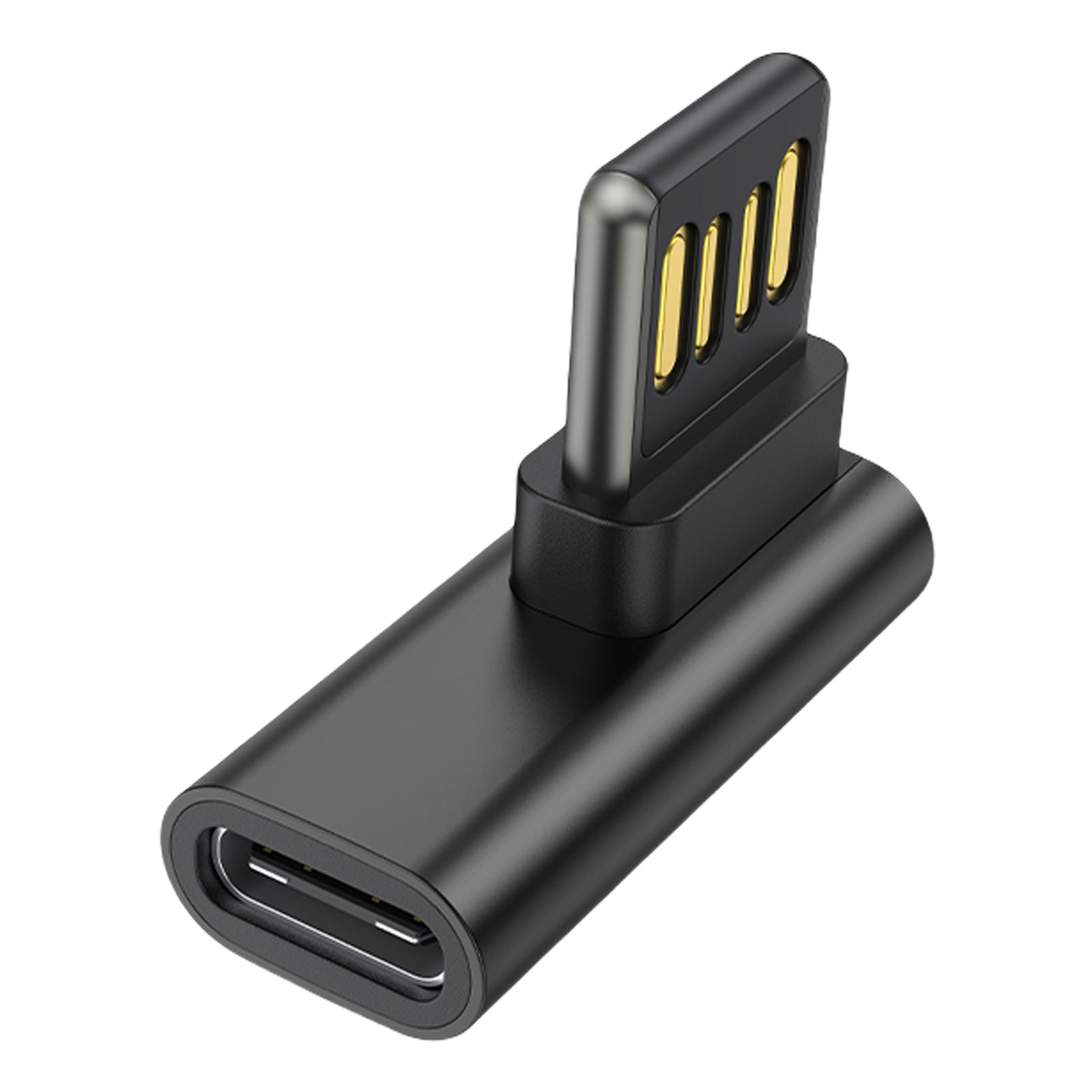 

Перехідник USB на Type C коліно 90 градусів двосторонній штекер для смартфонів, планшетів, ноутбуків, для підключення навушників Type C чорний