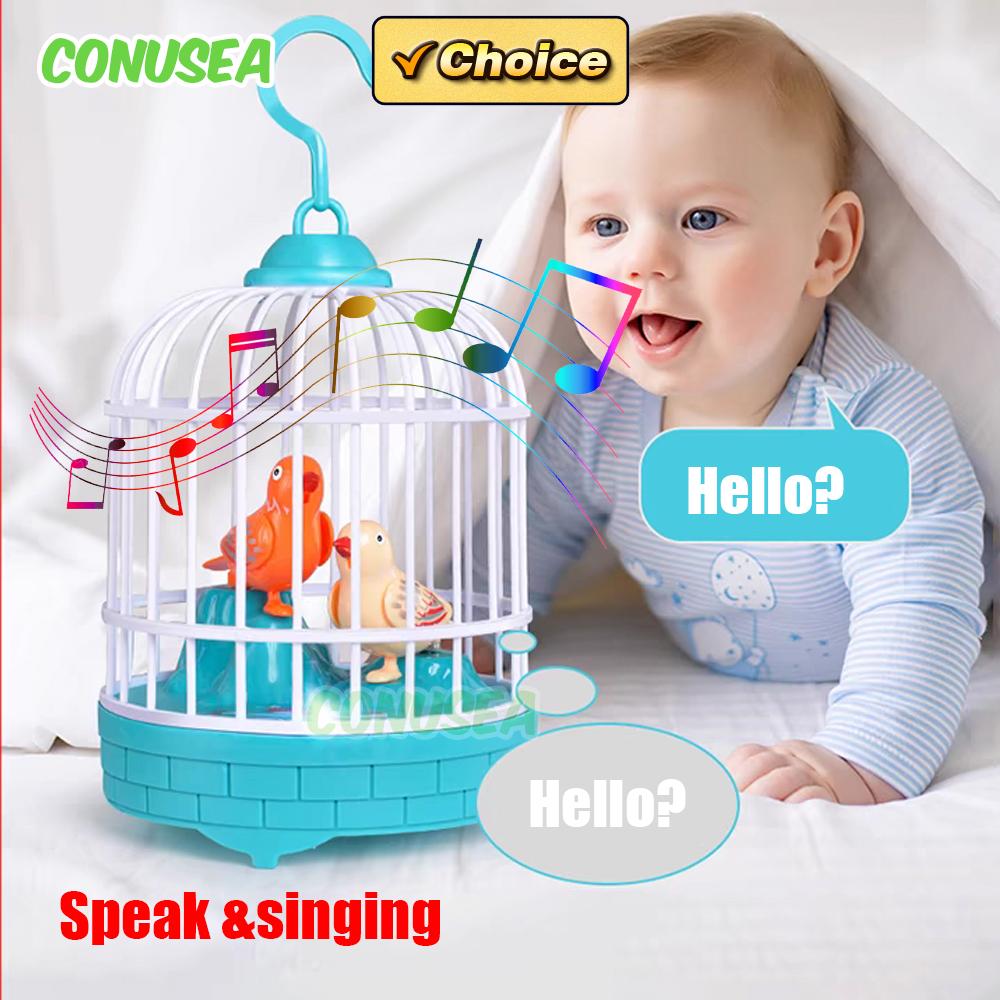 Electric Bird Pets Toys Voice Repeat Talking Controlled Bird Cage Birdcage With Light Sound Simulation Animals Children'S Toy