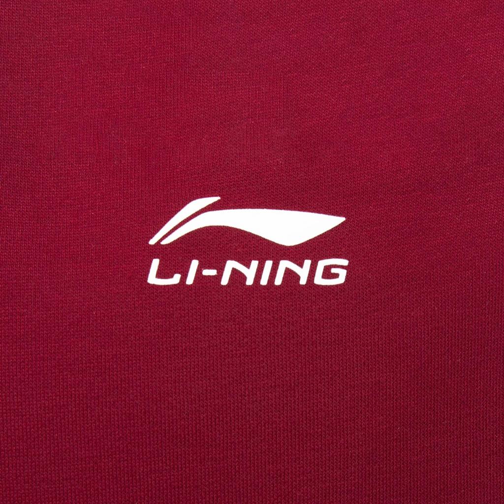 Li Ning Sports Lifestyle Series High Street American Vintage Casual Simple Solid Color Striped Round Neck Pullover Loose Fleece Sweatshirt AWDUB71-9