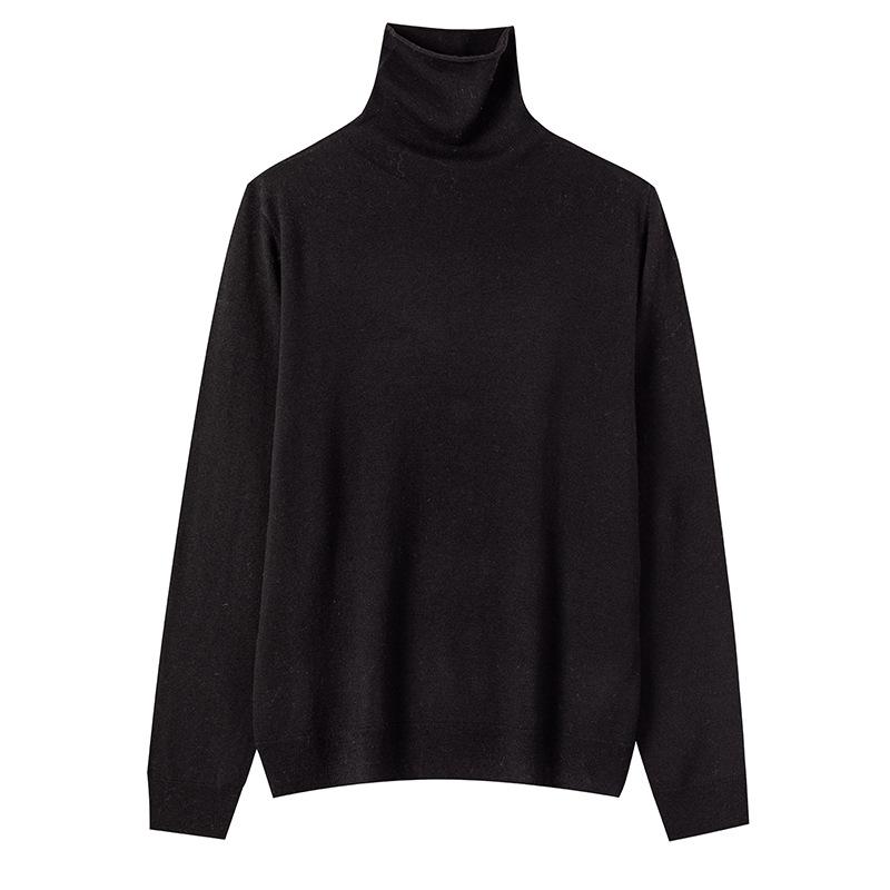 Worsted Fine Branch 0 Pure Wool Pile Collar Rolled Edge Knitted Bottoming Shirt Women's Pullover Sweater Thin Inner Sweater
