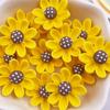 10pcs Vibrant Yellow & Black Resin Flower Embellishments, 20mm - Perfect for DIY Crafts & Garden Decor with Flat Back Stones