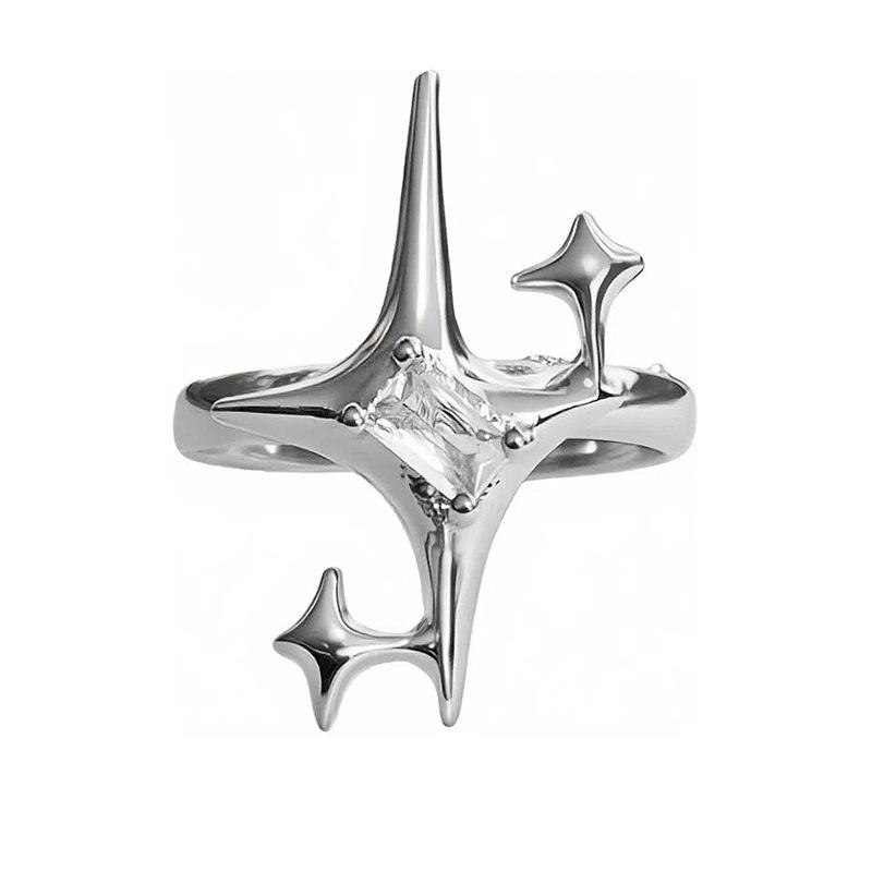 Super Flash Zirkon Hexagramm Ring Öffnung Verstellbar Exquisiter Ring Temperament Hochklassige Frauen