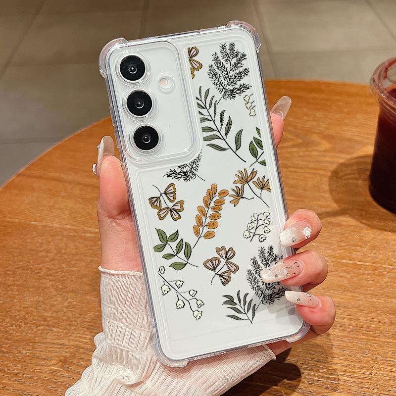 Flowers Case For Samsung Galaxy S25 Edge S24 S25 S23 Ultra S22 Plus S24 FE A56 A16 A55 A54 A15 Shockproof Clear TPU Phone Cover