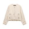 2025 Spring Women's European & American Style Linen Blend Bomber Jacket