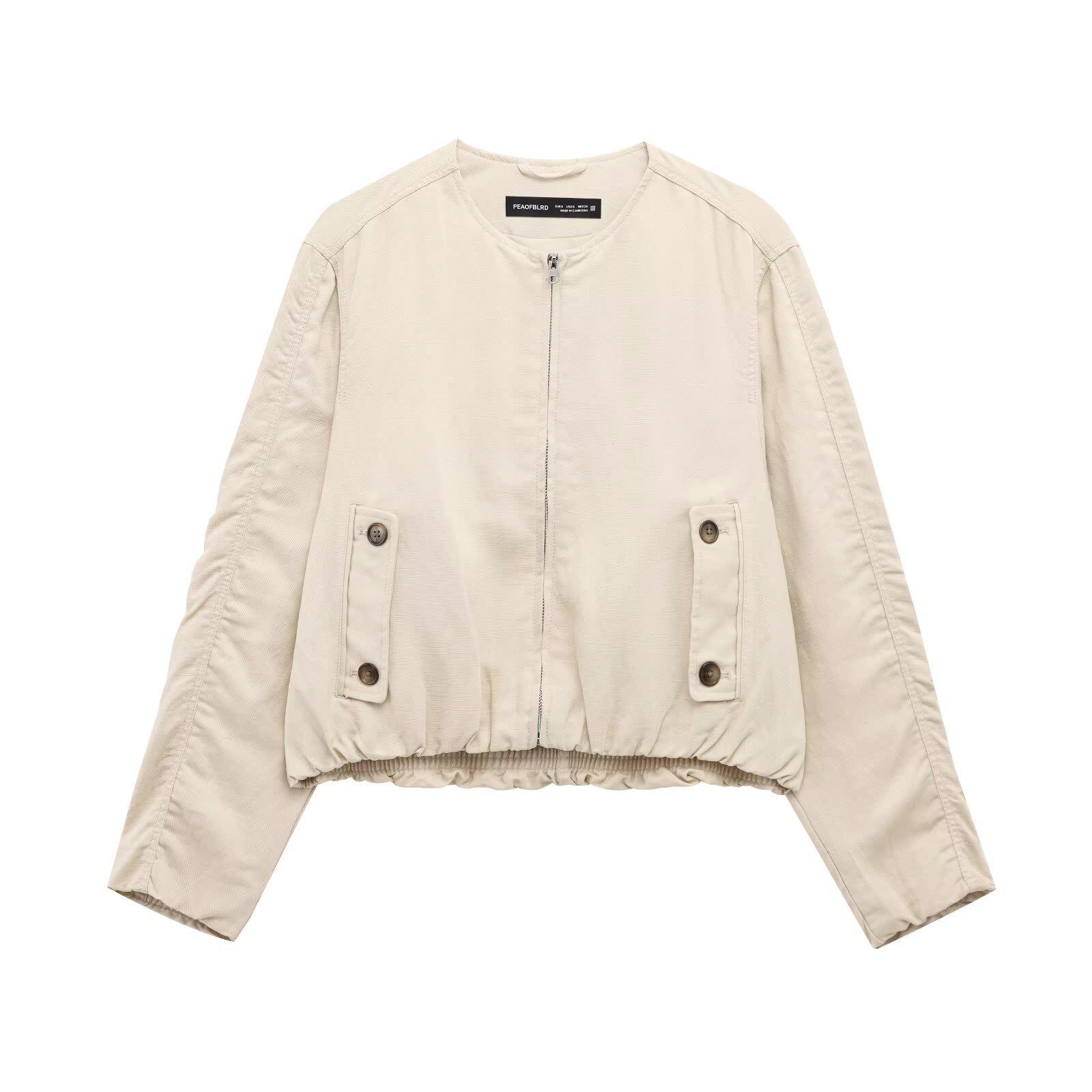 

Женская льняная куртка-бомбер в европейском и американском стиле, весна 2025 Medium