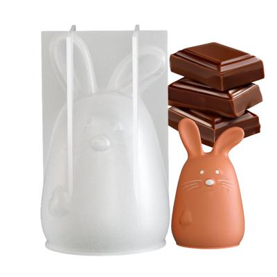 Cute 3D Easter Bunny Silicone Mold Chubby Bunny Geometric Section Bunny Gypsum Candle Mold For Thanksgiving Holiday Party Office
