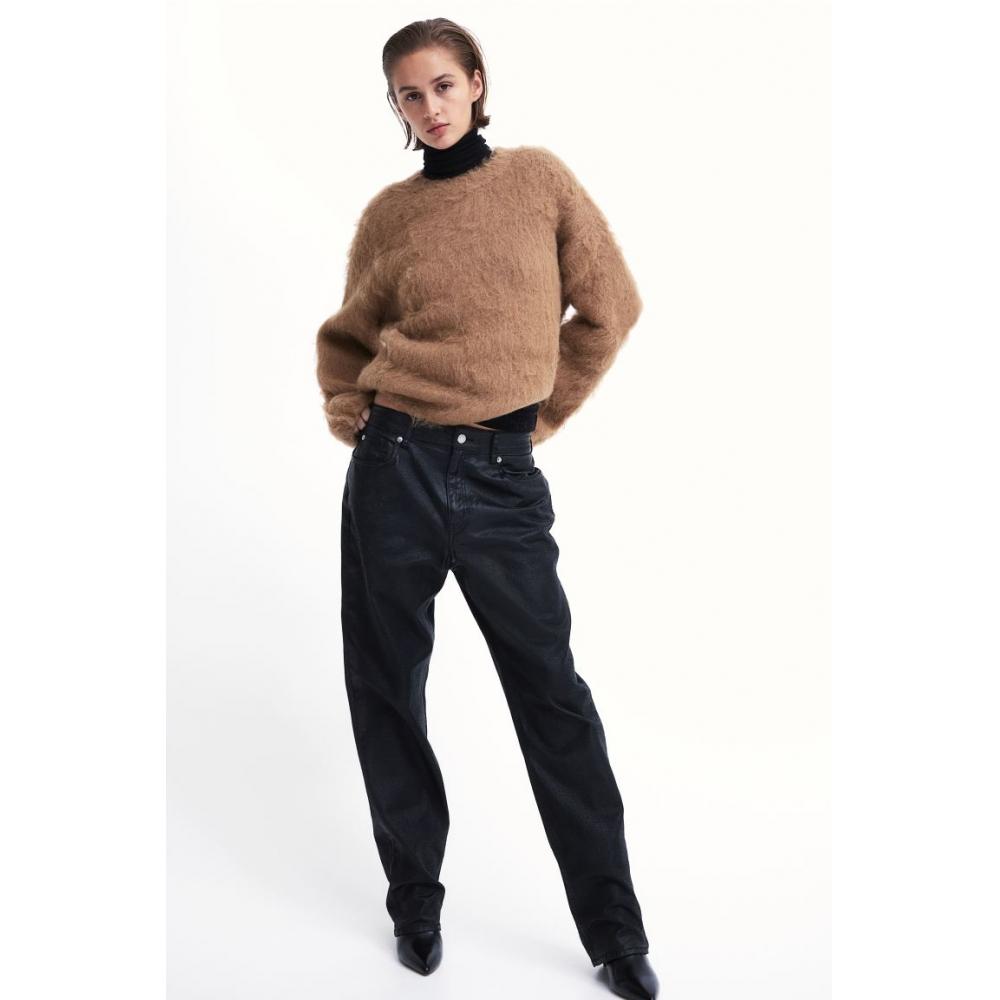 

Прямые джинсы с высокой талией с покрытием HM, черные