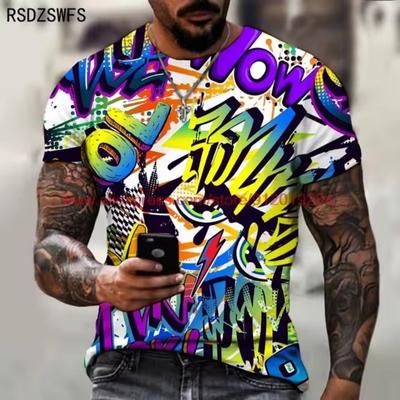 Beliebtes 3D-Druck-T-Shirt für Herren, lustiges Graffiti-Muster, Sommermode, O-Ausschnitt, Streetwear, Harajuku, übergroße T-Shirts für Männer