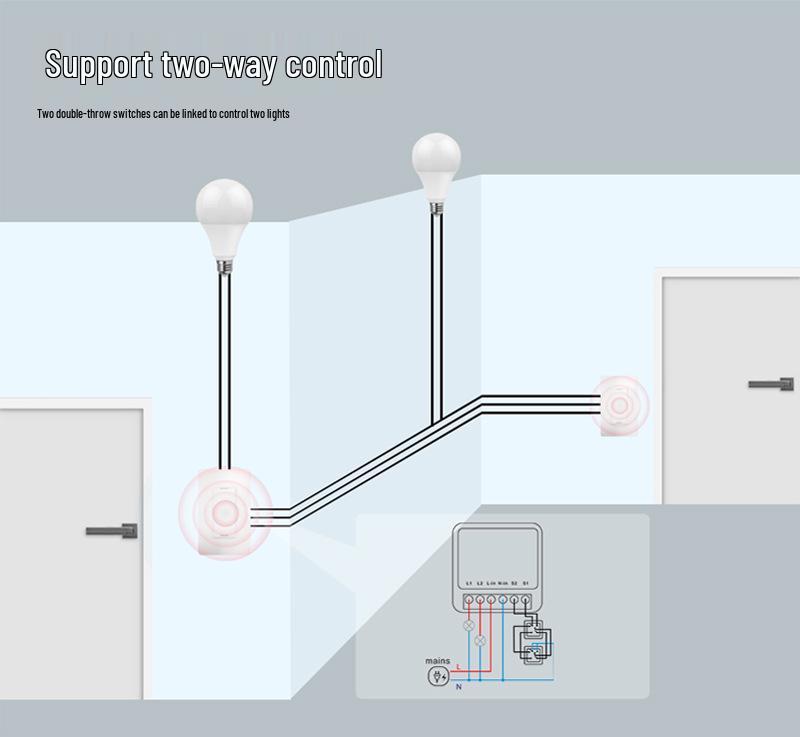 Tuya Smart WiFi Disconnector: 1-4 Way Dual Control Light Switch Module, Zero Fire