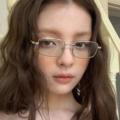 Y2K Harajuku Small Square Frame Glasses Women Retro Metal Eyeglasses Clear Reading Spectacle Blue Light Blocking Eyewear 2pcs