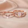 Set de inele de opal de foc alb de epocă pentru femei Inele de logodnă de lux aur roz de culoare bijuterii de nuntă