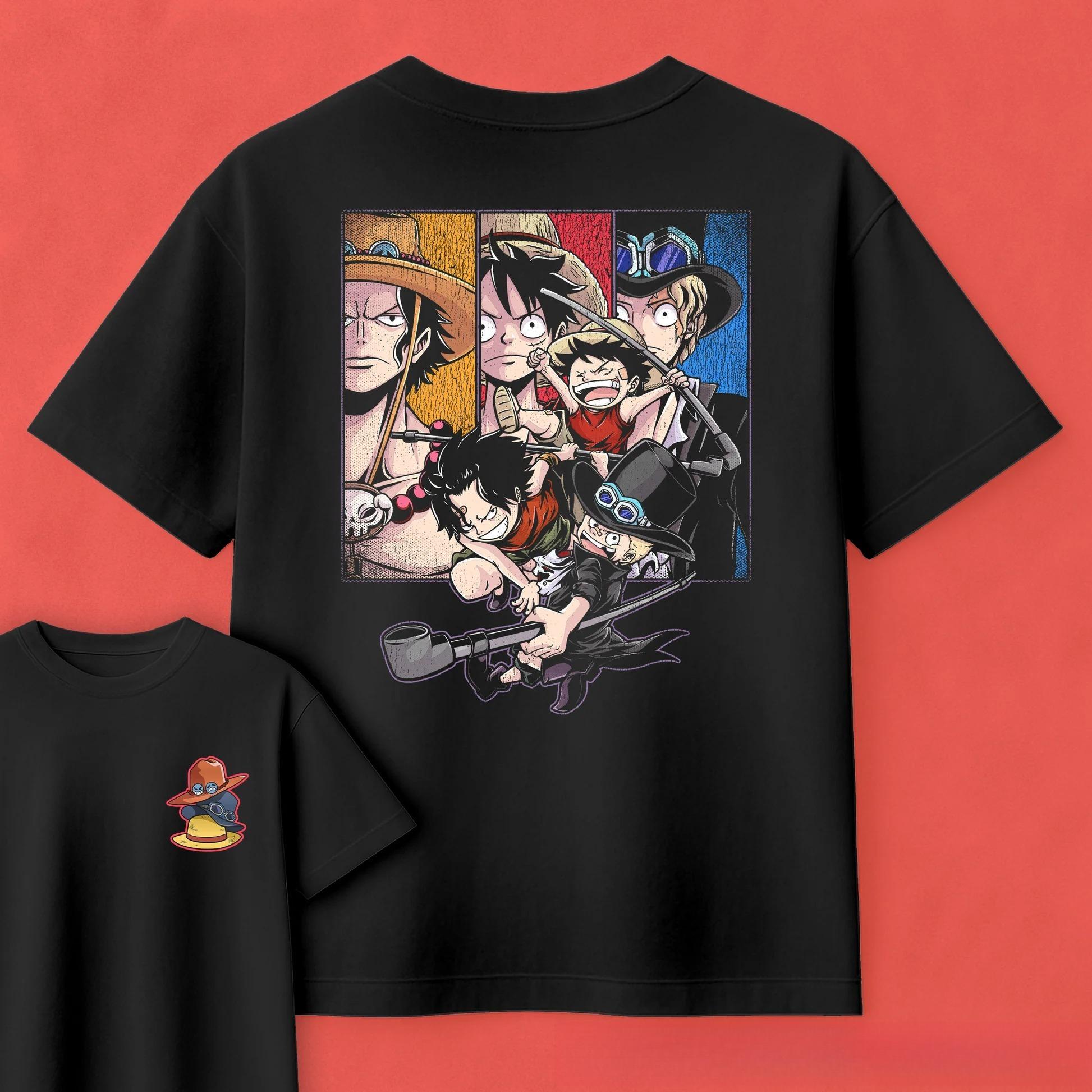 

2026 Summer One Piece Anime ASL Brothers Printed Loose Shortsleeved Pure Cotton Childrens Tshirt Tide Unisex Casual Y2k Loose S