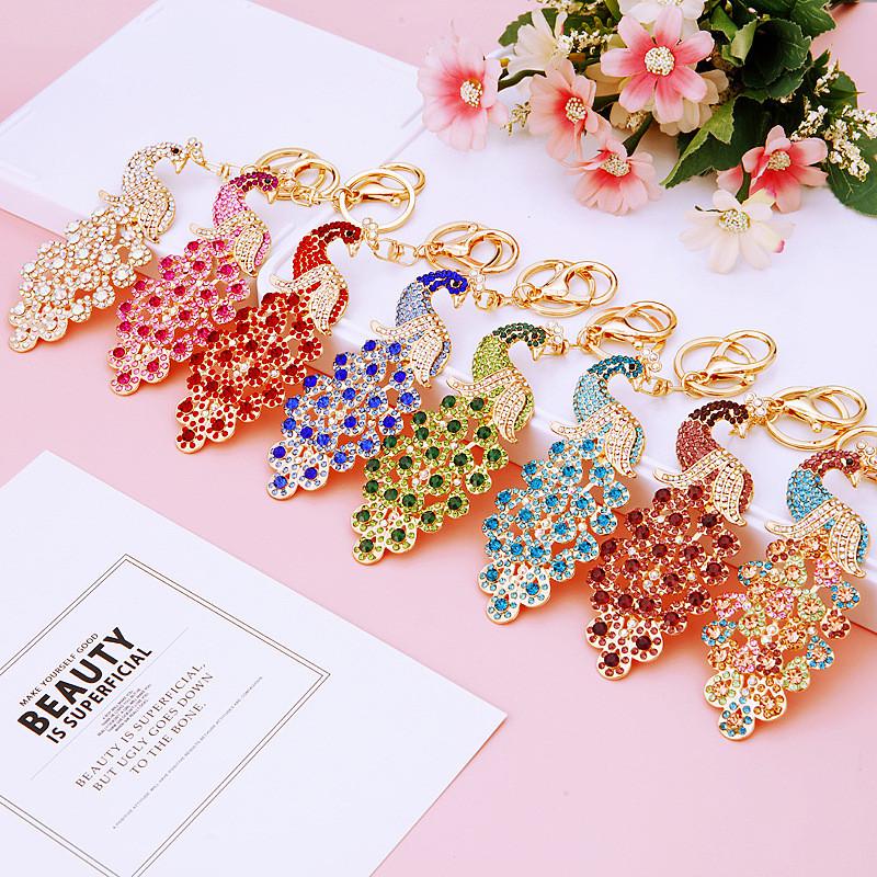 Stunning Rhinestone Peacock Car Keychain Charming Bag Decoration Perfect For Special Occasions