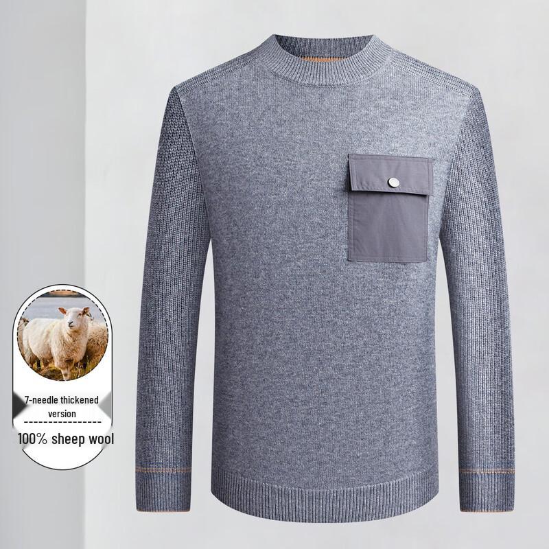 

Luozi Men s Winter Thick Crew Neck Wool Blend Sweater 2XL
