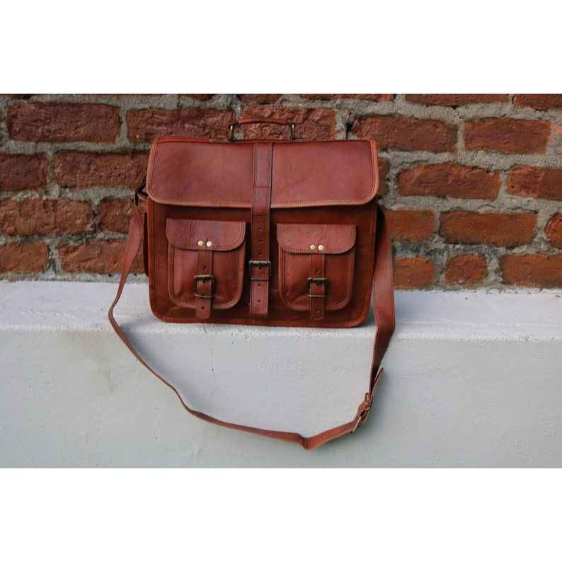 Geanta messenger din piele de 16" husa laptop servieta birou cadou pentru barbati geanta de umar invechita pentru computer