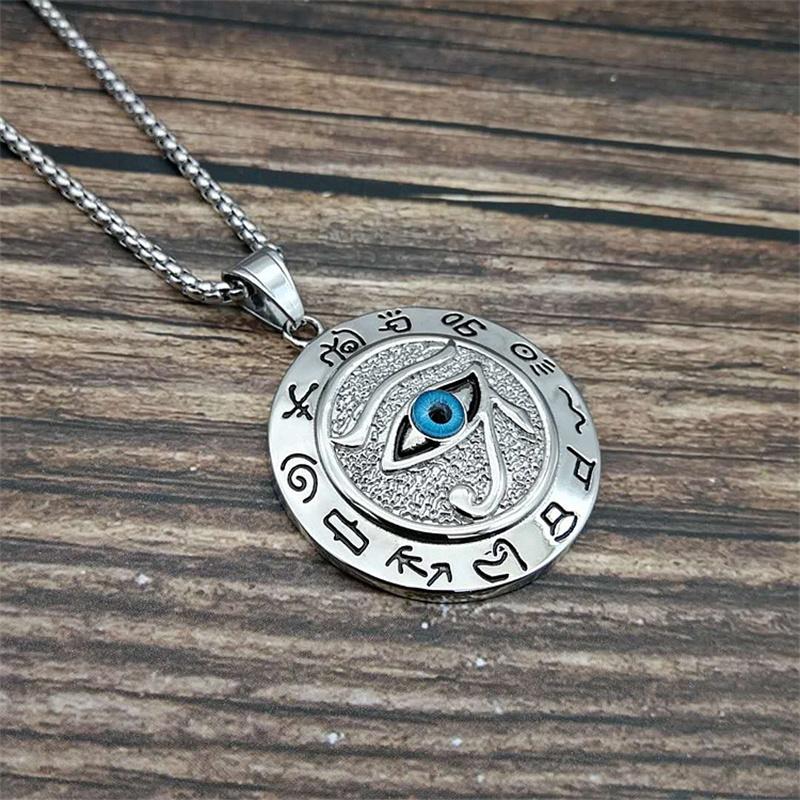 Stainless Steel 18K Gold Plated Horus Eye Pendant for Man Women Gift Fashion Rune Necklace Egyptian Jewelry Accessories