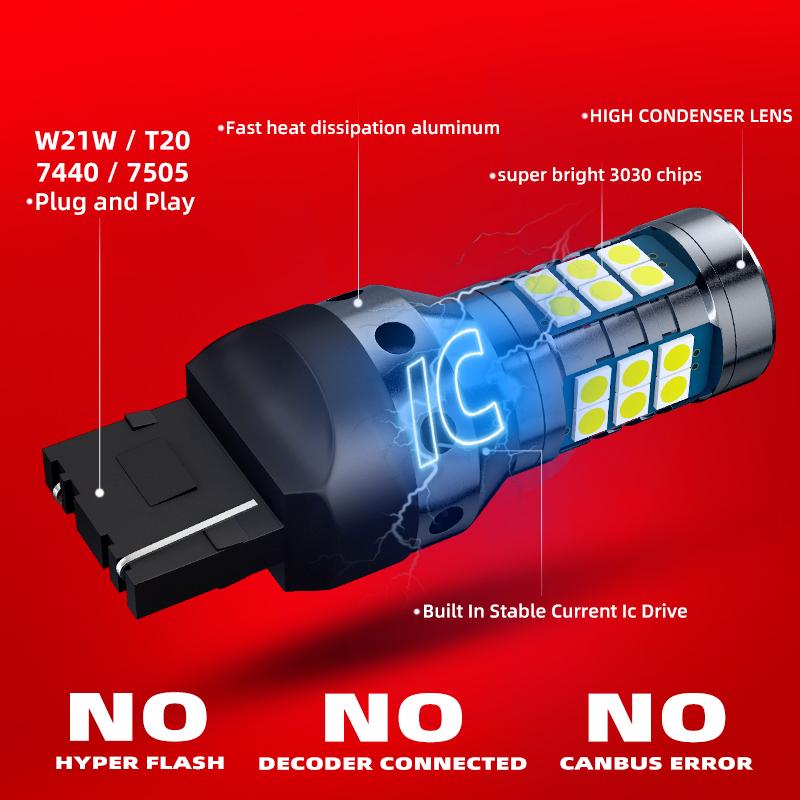 2pcs Car W21/5W LED Blub Daytime Running Light W21W 7443 7440 DRL For Mazda 2 DL DJ  3 BP BT-50 CX-30 CX-5 KF CX-9 MX-5 RF Targa bngxu02