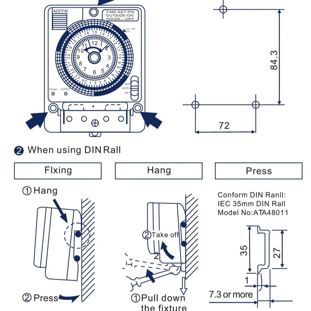 100-240V 15A Din Rail Water Heater Programmable Timer Switch Time Controller Mechanical Timer Switch