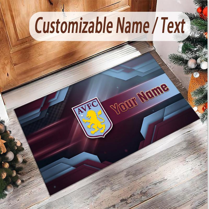 Personalized Crystal Velvet Carpet Aston Villa Pattern Non Slip Floor Rug
