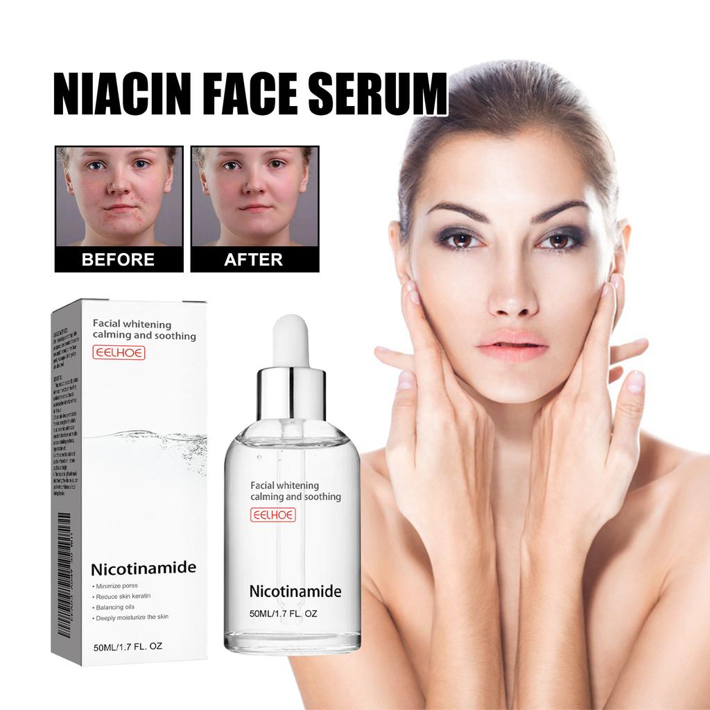EELHOE Niacinamide Face Serum Whitening Anti Wrinkles Removal Spots Freckle Face Care Sodium Hyaluronate Facial Essence 50ml