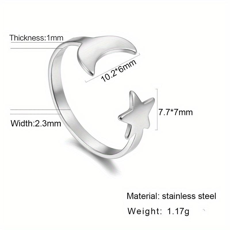 Creative and Minimalist Star and Moon Opening Ring, Fashionable Hollowed Out Design Handmade Accessory, Versatile and Personalized Ring Jewelry.